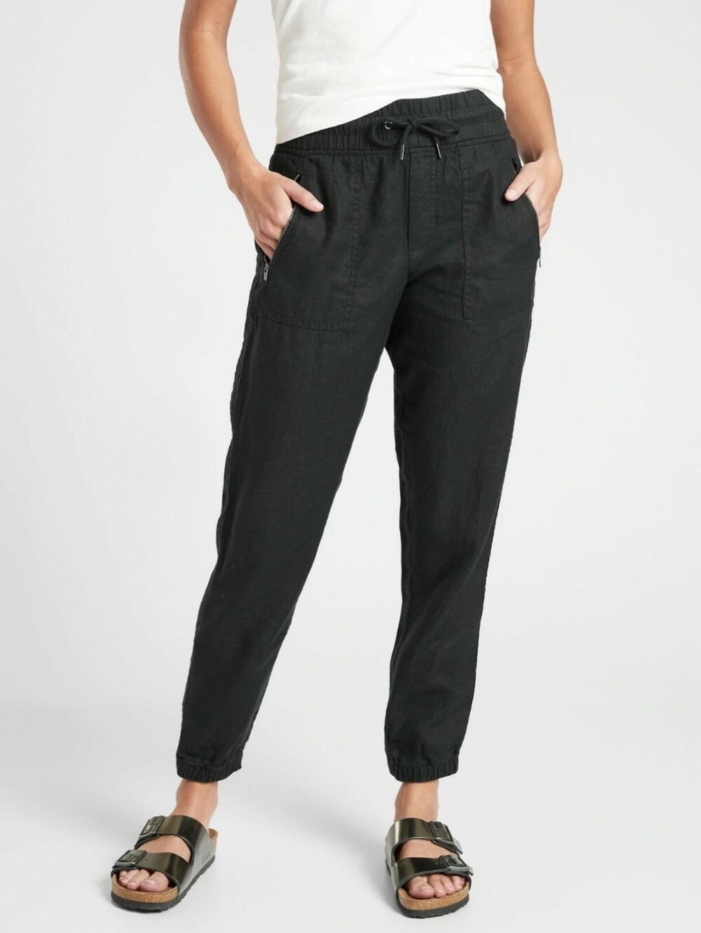 ATHLETA Cabo Linen Summer Resort Jogger Pants Black Size 2